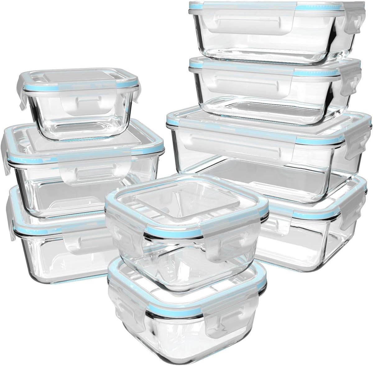 Food Storage Meal Prep - 18-Piece Glass Food Storage Containers with