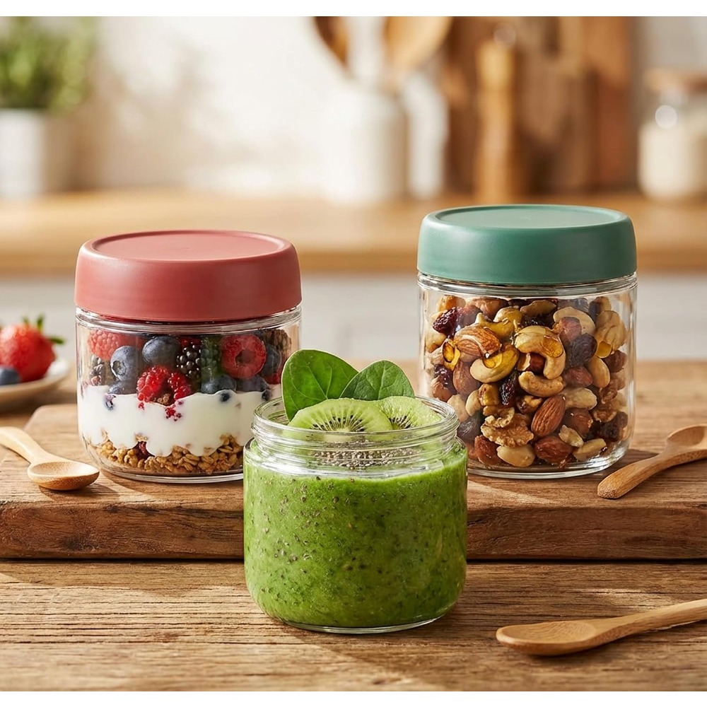 Food Storage Meal Prep - 3 Pack 10oz Glass Jars with