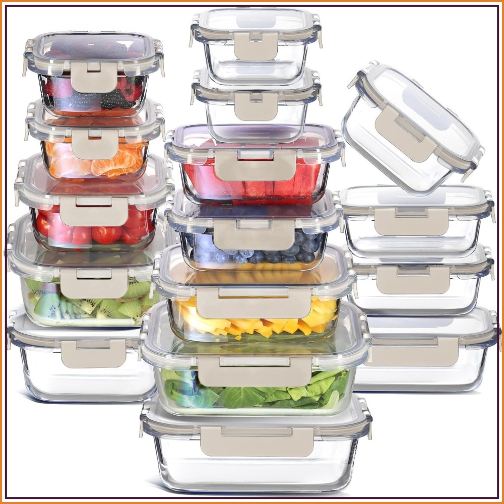 Food Storage Meal Prep - 32pc Glass Food Storage Containers with