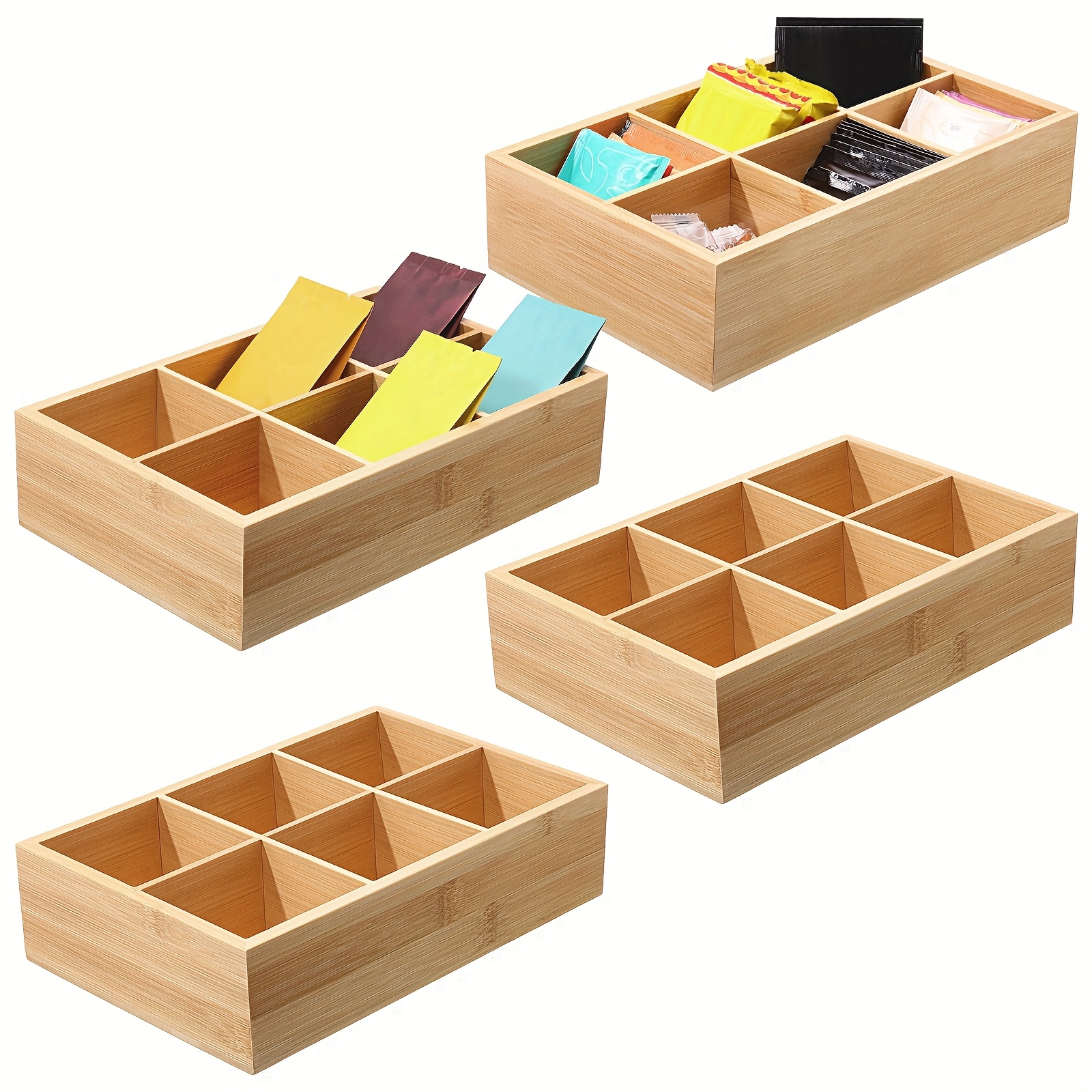 Food Storage No Pantry - 4-Piece Bamboo Divided Storage Set –