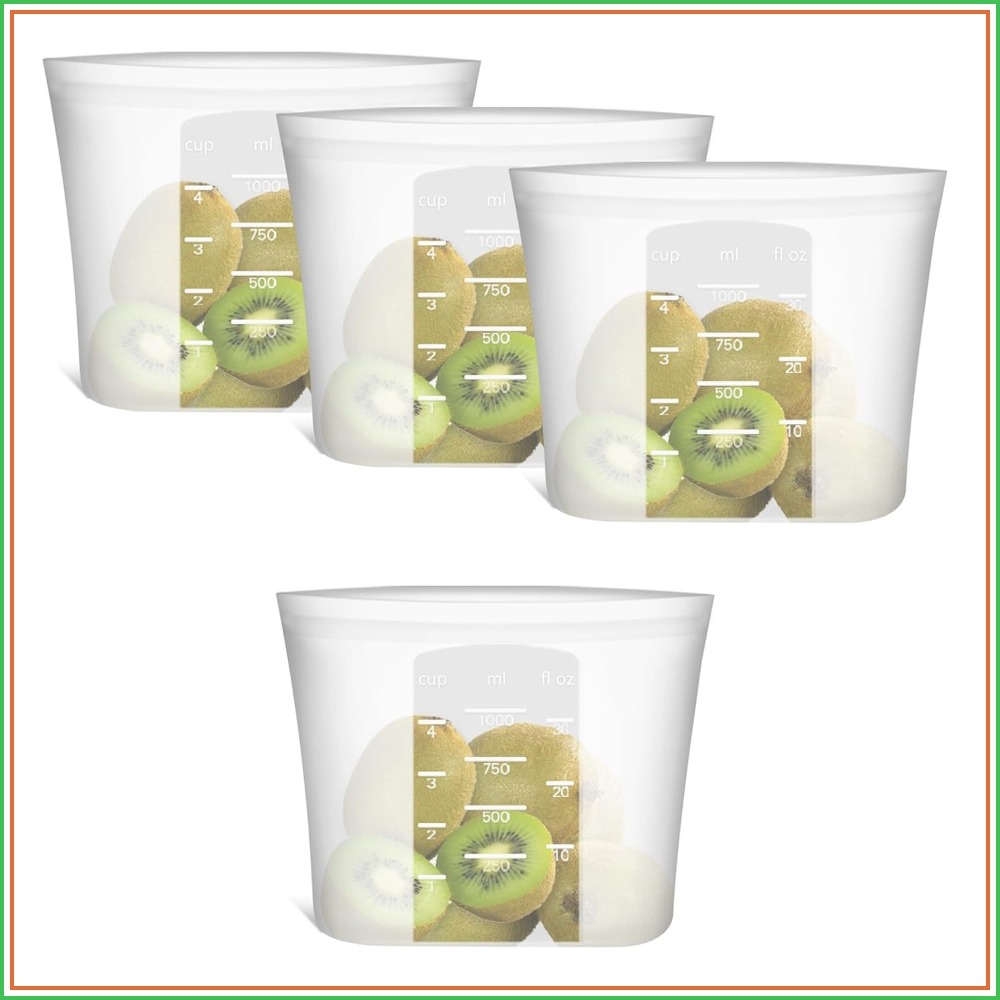 Food Storage 4 Quart - Reusable Silicone Food Storage Bags Quart