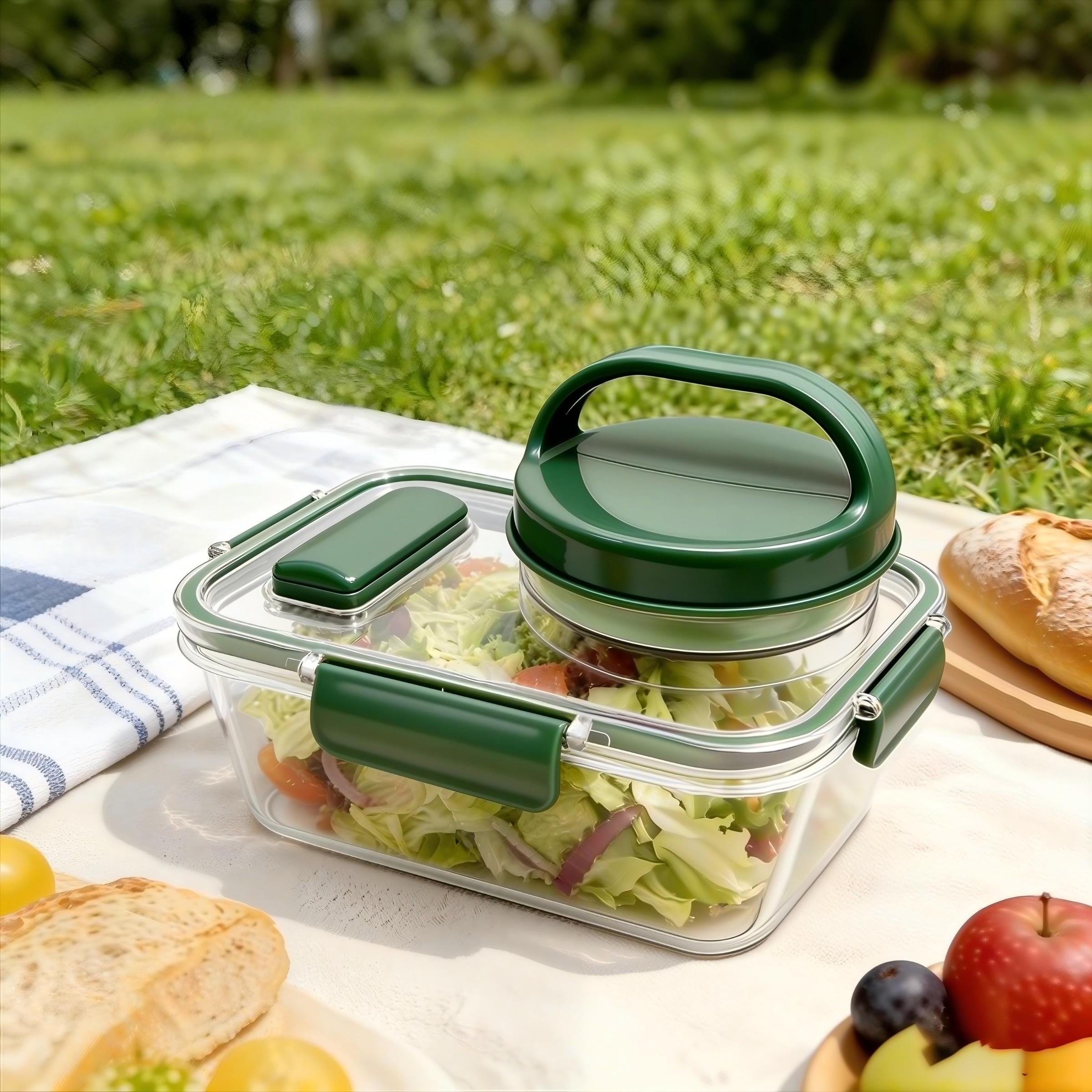 Food Storage Lunch Box - Portable Salad Bowl with Side Open