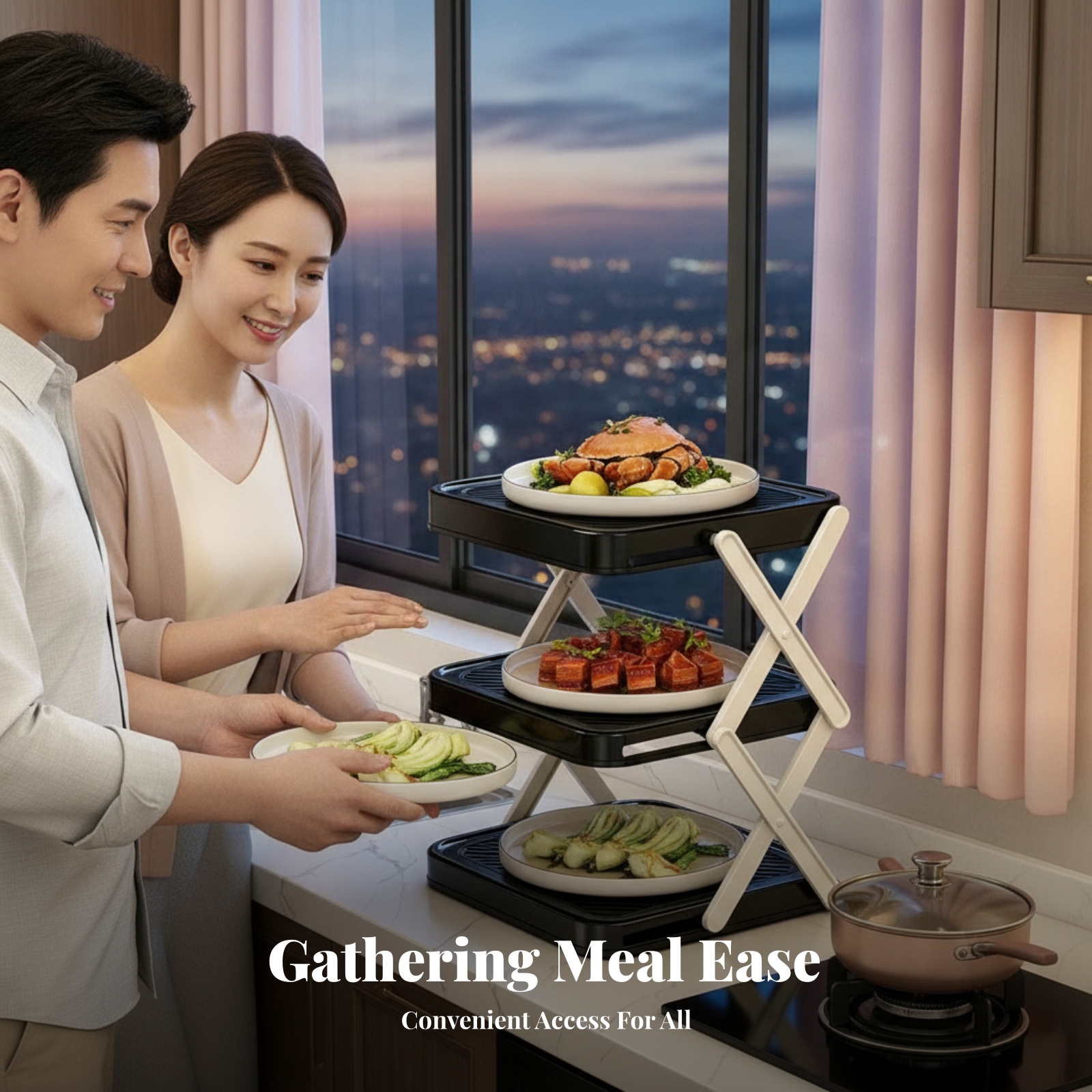 Food Storage Rack - Space-Saving ABS Plastic 3-Tier Prep Rack
