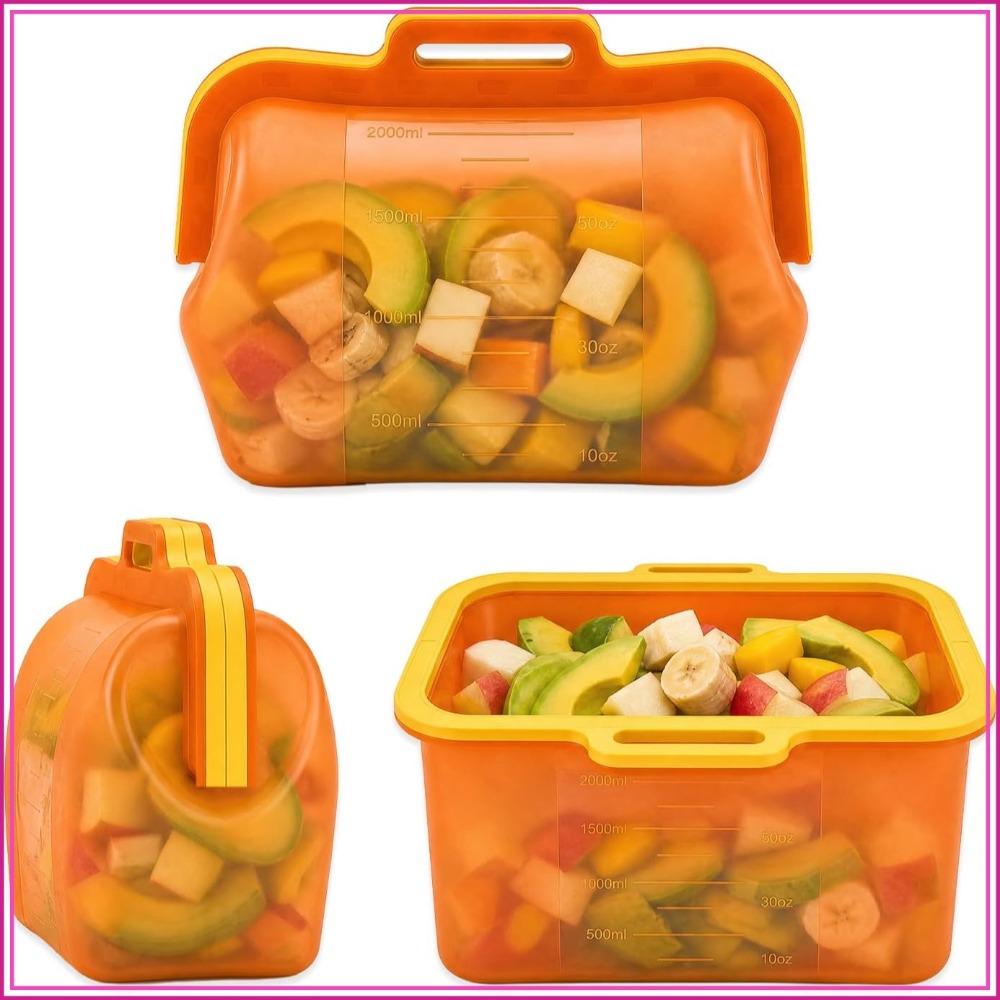 Food Storage Meal Prep - Reusable Silicone Food Storage Bags, Stand