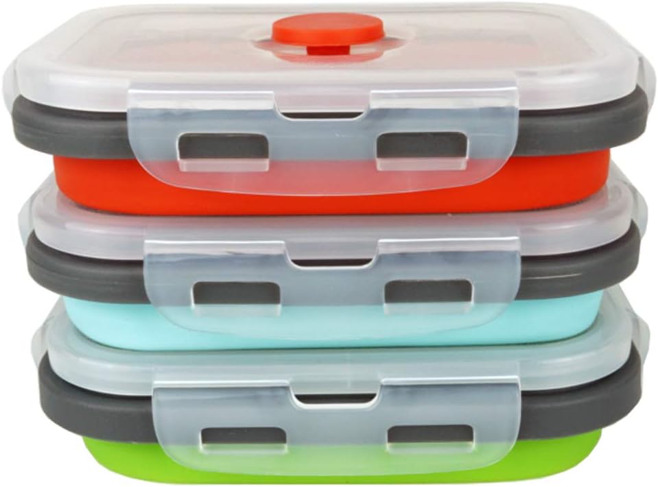 Food Storage Lunch Box - 3 Pack Collapsible Silicone Food Storage