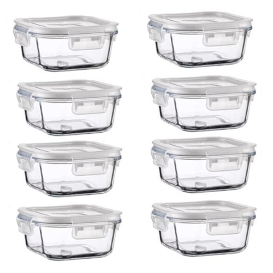 Food Storage Meal Prep - 16oz Square Glass Food Storage Containers