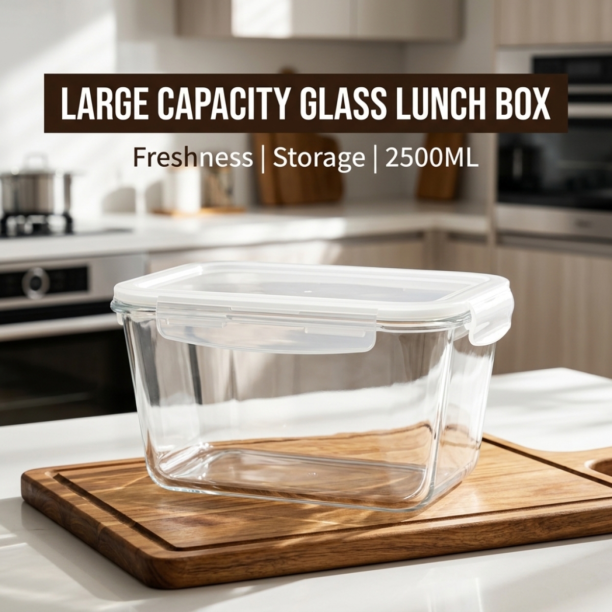 Food Storage Meal Prep - Large Capacity Borosilicate Glass Food Container,Leakproof