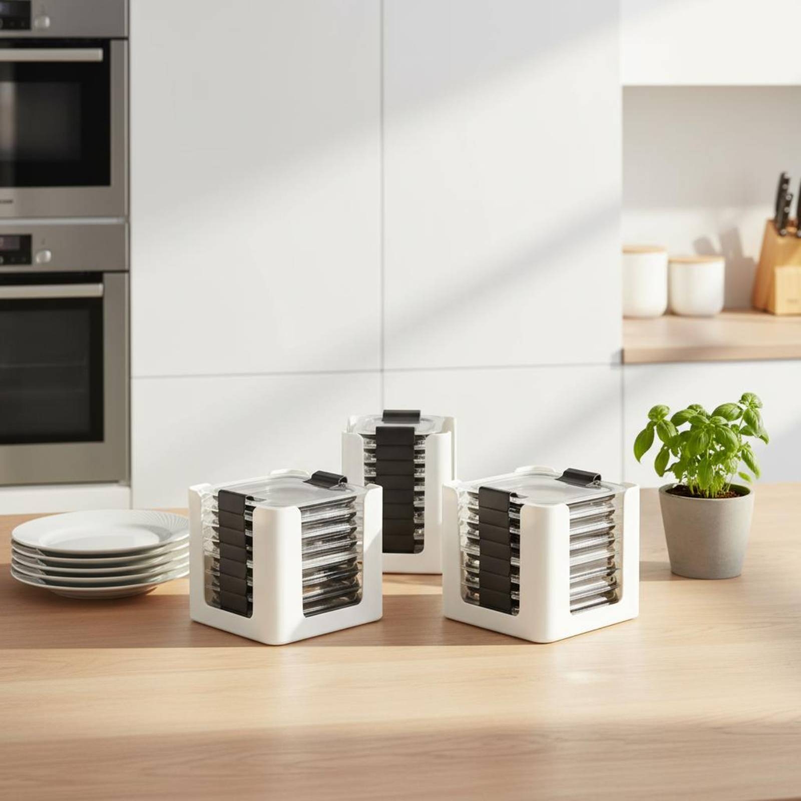 Food Storage Rack - 3 Pieces Lid Storage Rack Rectangular