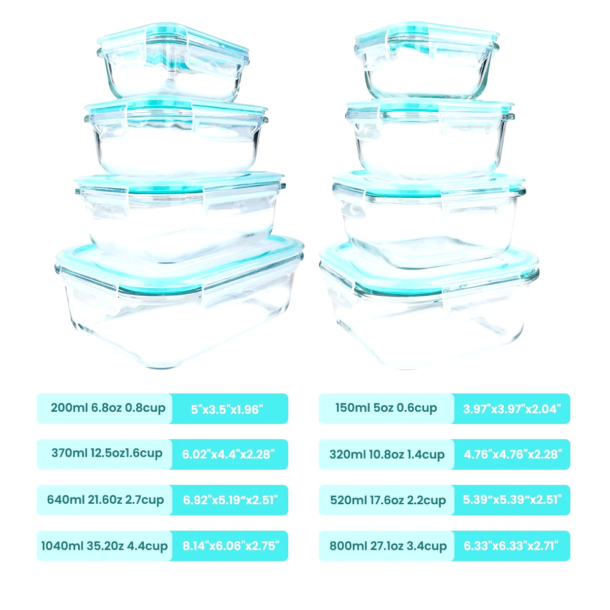 8pcs Glass Food Storage Contai - Food Storage Lunch Box 评论和价格