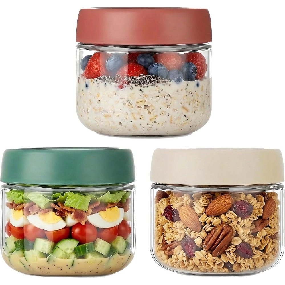 3 Pack 10oz Glass Jars with Sc - Food Storage Meal Prep 评论和价格