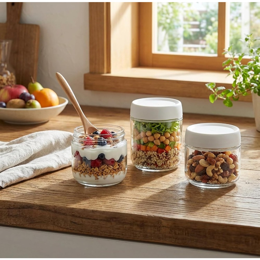 3 Pack 10oz Glass Jars with Sc - Food Storage Meal Prep 评论和价格