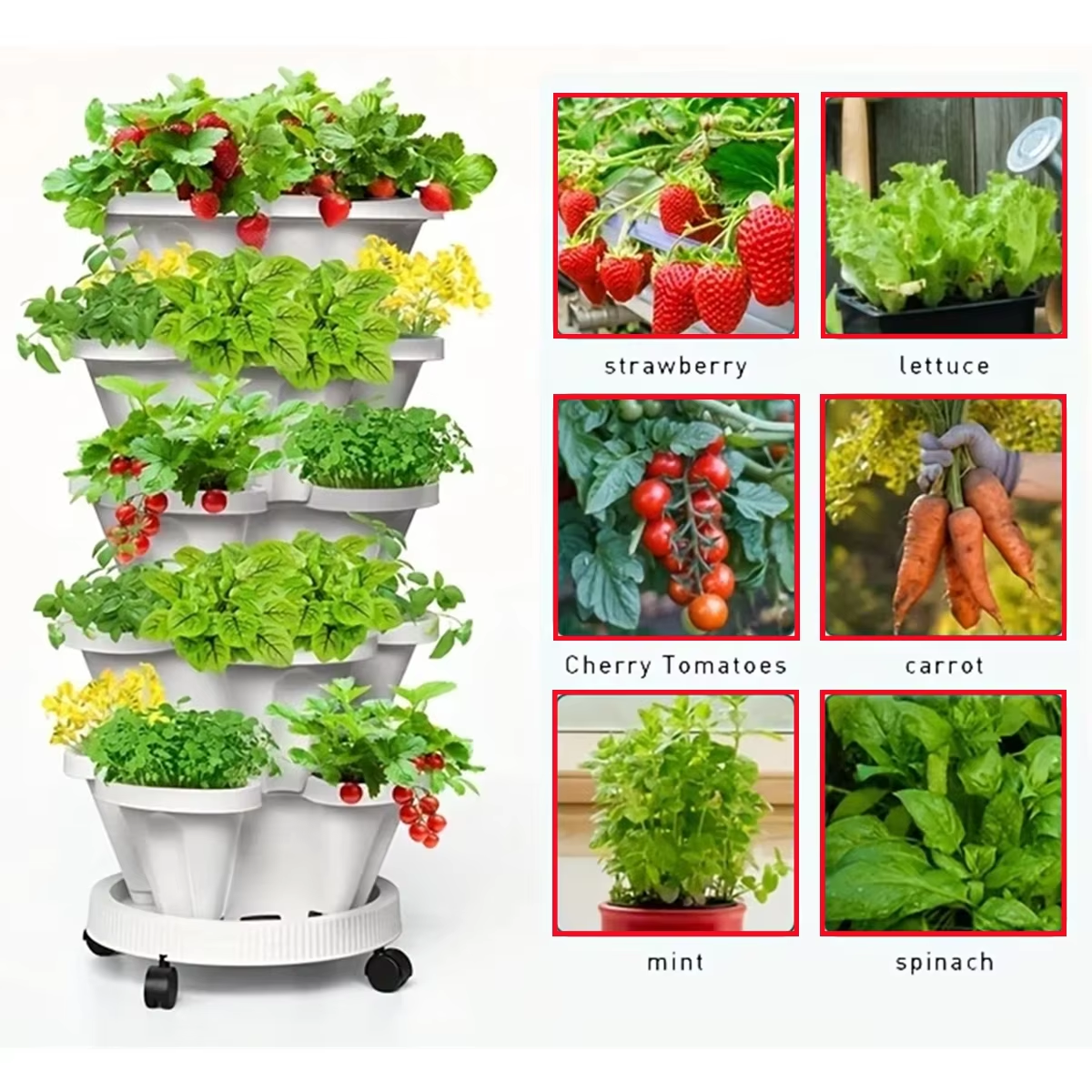 Stackable Flower Pot5 Layer Fl - Food Storage Plants 评论和价格