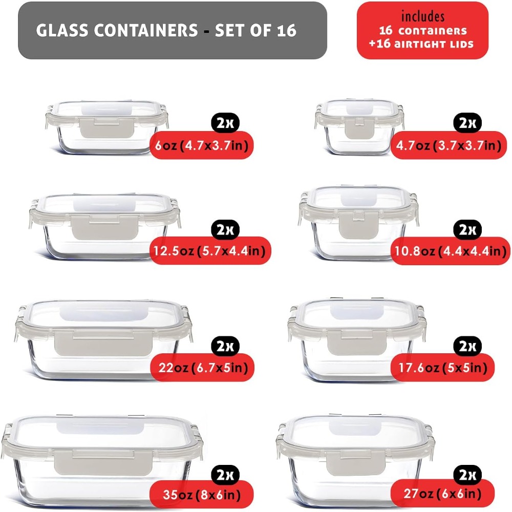 32pc Glass Food Storage Contai - Food Storage Meal Prep 评论和价格