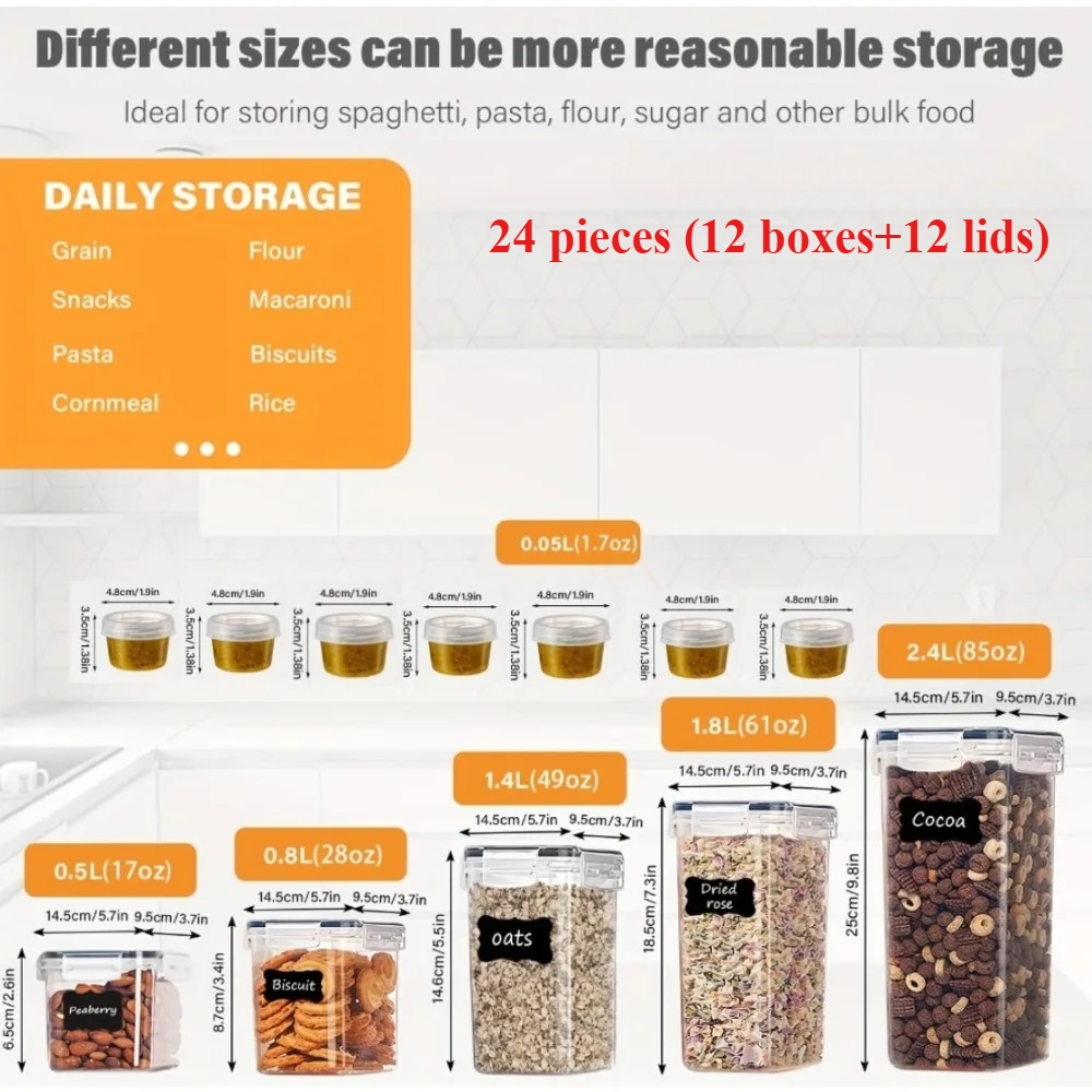 24Pcs Food Storage Containers  - Food Storage Cabinet For Kitchen 评论和价格