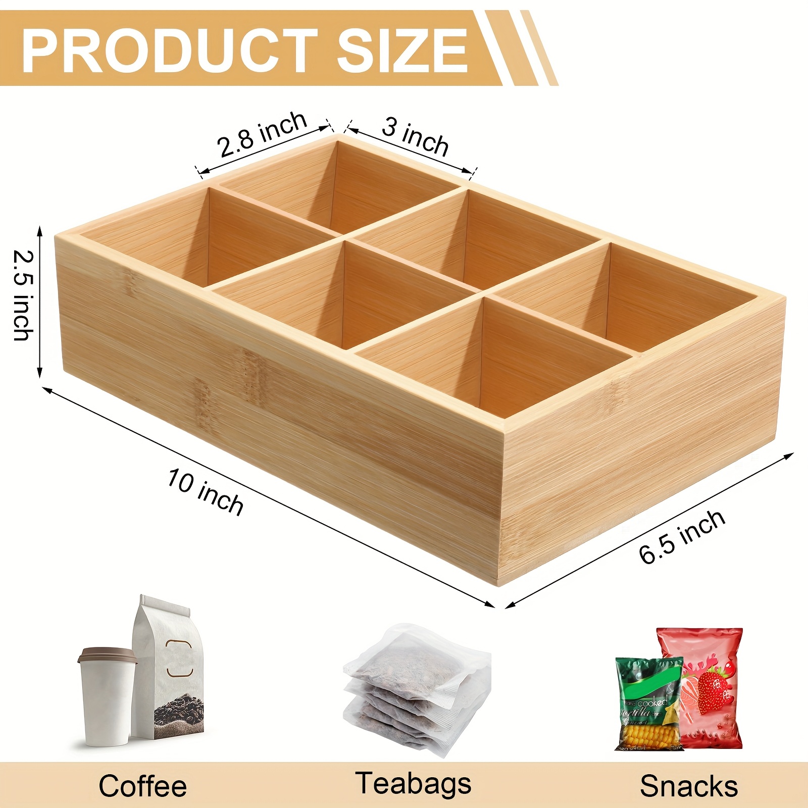 4-Piece Bamboo Divided Storage - Food Storage No Pantry 评论和价格