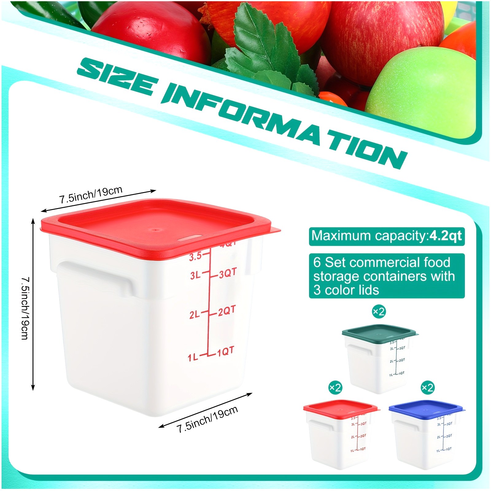 6-Piece 4-Quart Square Food St - Food Storage 4 Quart 评论和价格