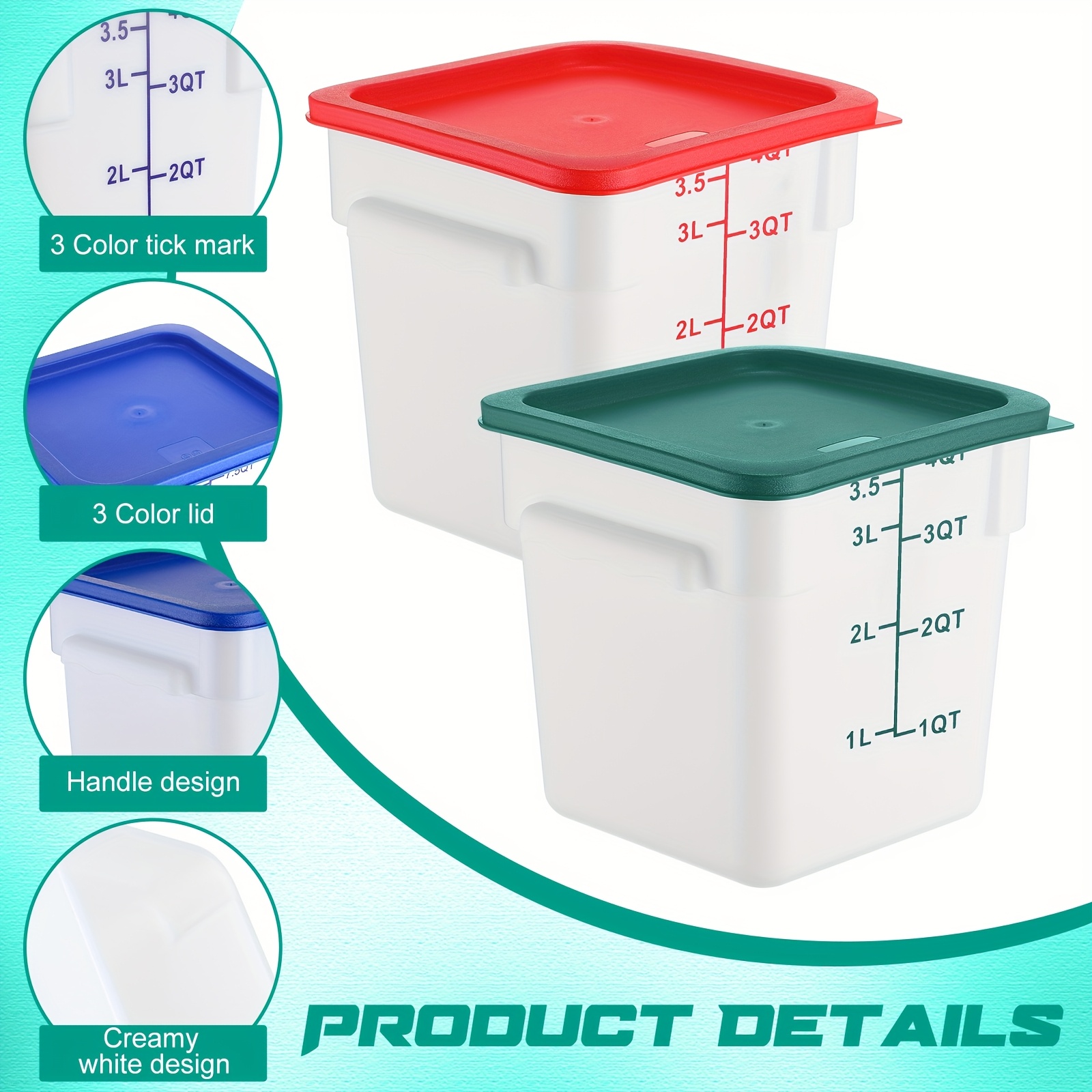 6-Piece 4-Quart Square Food St - Food Storage 4 Quart 评论和价格