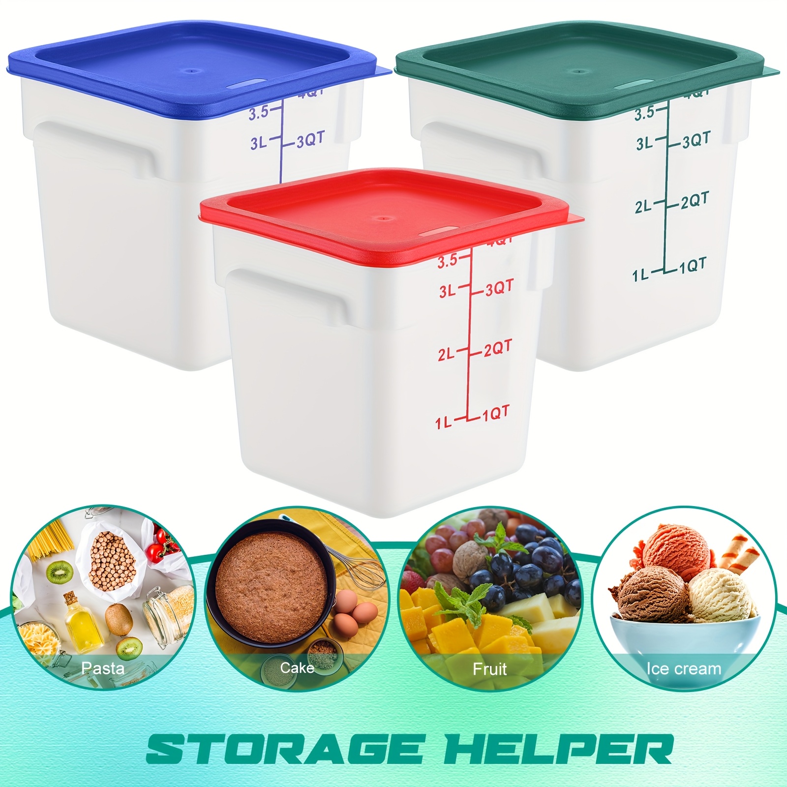 6-Piece 4-Quart Square Food St - Food Storage 4 Quart 评论和价格