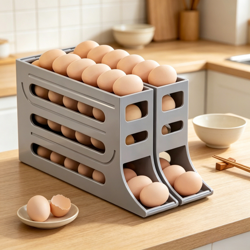 Rolling Egg Dispenser 4 Layer  - Food Storage Cabinet For Kitchen 评论和价格
