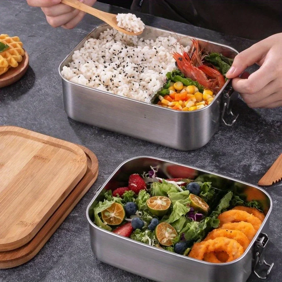 New 304 stainless steel bamboo - Food Storage Lunch Box 评论和价格