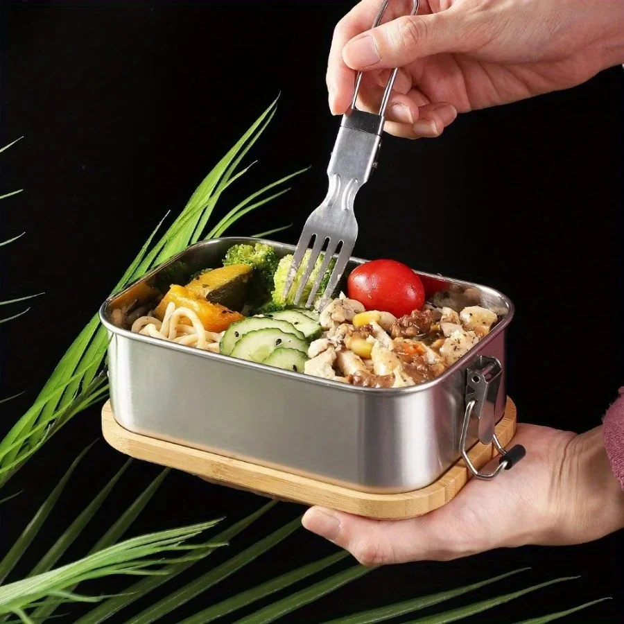 New 304 stainless steel bamboo - Food Storage Lunch Box 评论和价格