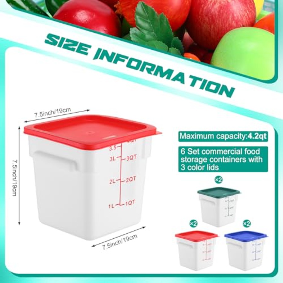 6 Pieces 4 Quart Commercial Fo - Food Storage 4 Quart 评论和价格