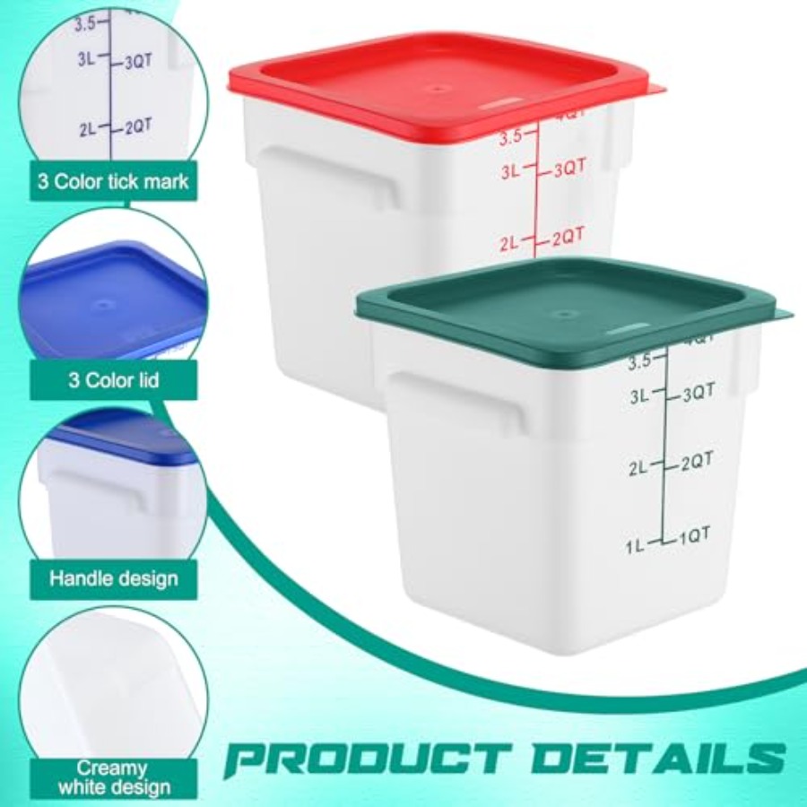 6 Pieces 4 Quart Commercial Fo - Food Storage 4 Quart 评论和价格