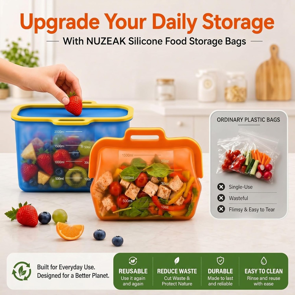 Reusable Silicone Food Storage - Food Storage Meal Prep 评论和价格