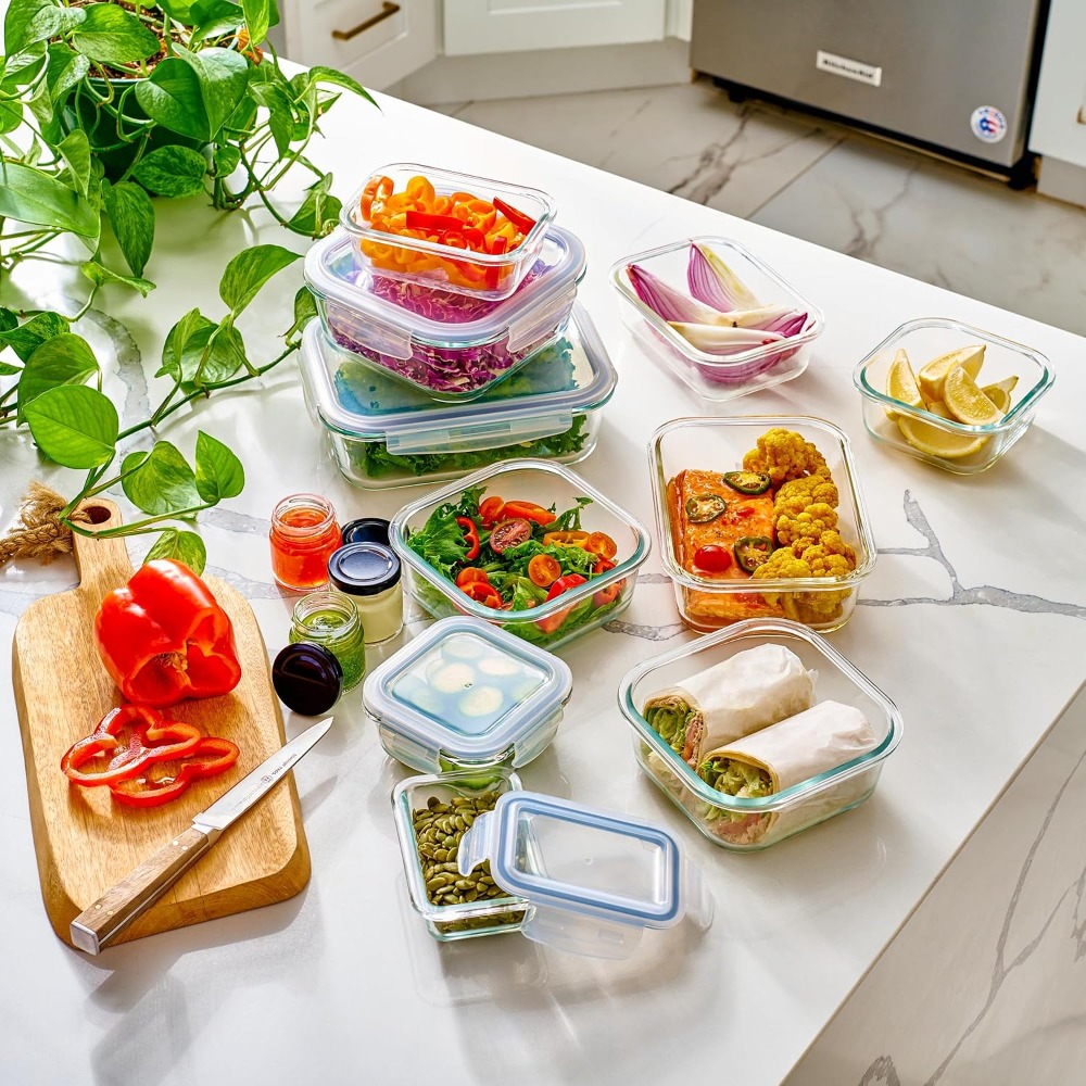 40-Piece Glass Food Storage Co - Food Storage Lunch Box 评论和价格