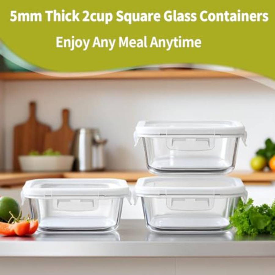 16oz Square Glass Food Storage - Food Storage Meal Prep 评论和价格