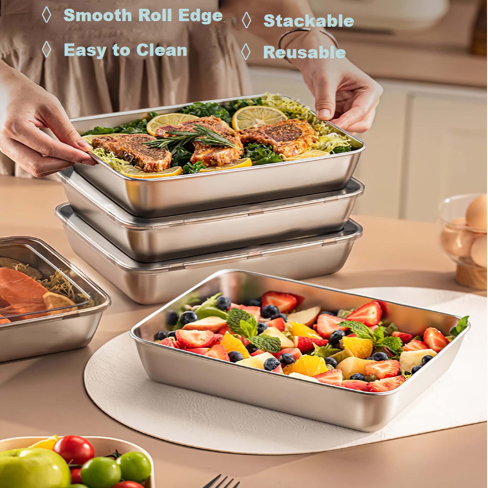 3pcs Stainless Steel Food Cont - Food Storage Lunch Box 评论和价格