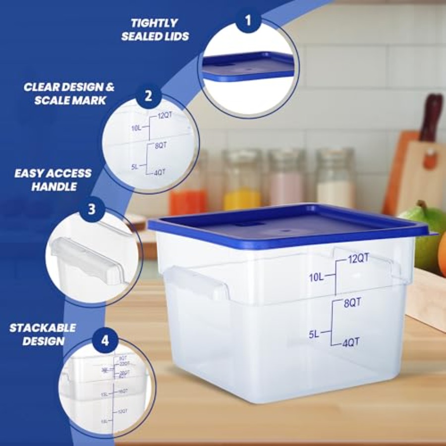 4 Pack 12 Quart Food Storage C - Food Storage 4 Quart 评论和价格