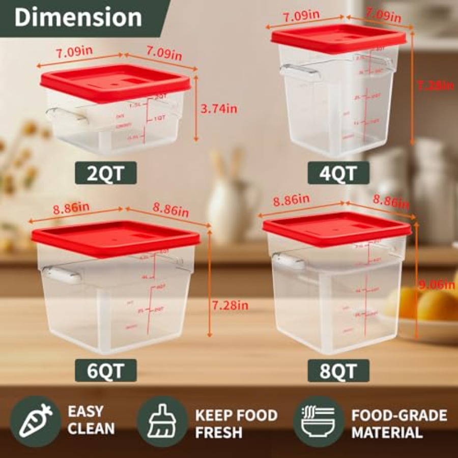 6 Quart Set of 4 Food Storage  - Food Storage 4 Quart 评论和价格