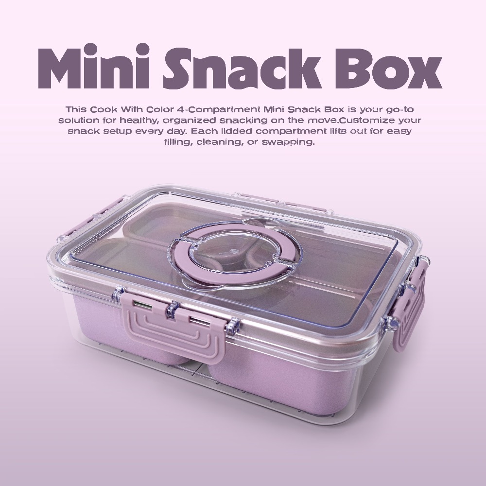 4-Compartment Mini Snack Box F - Food Storage Lunch Box 评论和价格
