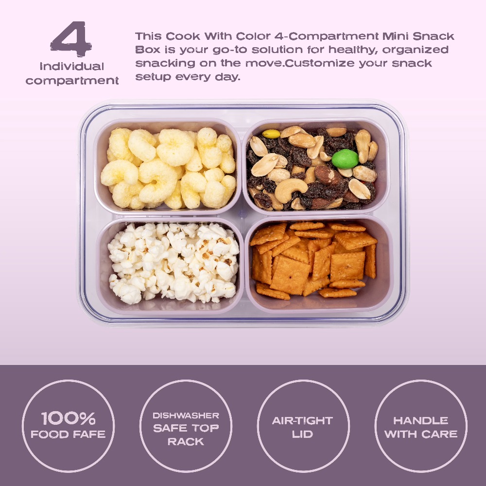 4-Compartment Mini Snack Box F - Food Storage Lunch Box 评论和价格