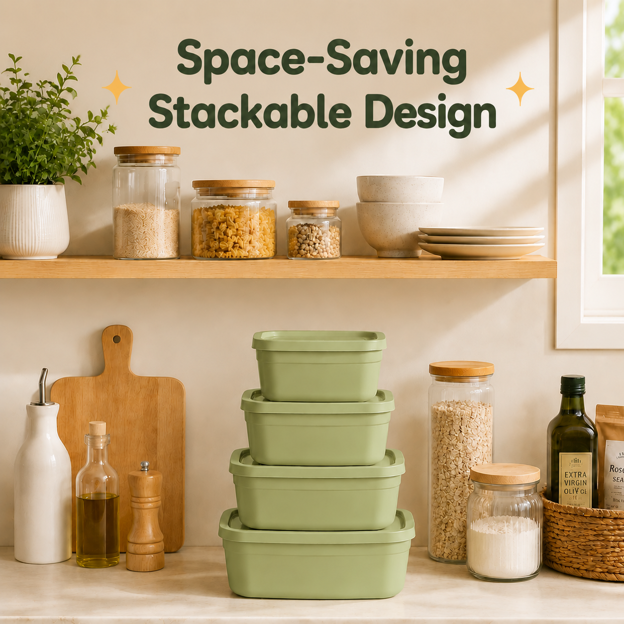4Pcs Stackable Food Storage Co - Food Storage Lunch Box 评论和价格