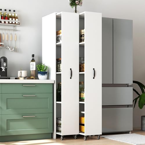 Slim 4-Shelf Mobile Pantry Cab - Food Storage No Pantry 评论和价格